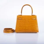 Hermès Mini Kelly 20 Sellier Saffron Shiny Alligator Mississippiensis Gold Hardware