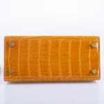 Hermès Mini Kelly 20 Sellier Saffron Shiny Alligator Mississippiensis Gold Hardware