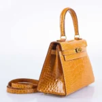 Hermès Mini Kelly 20 Sellier Saffron Shiny Alligator Mississippiensis Gold Hardware