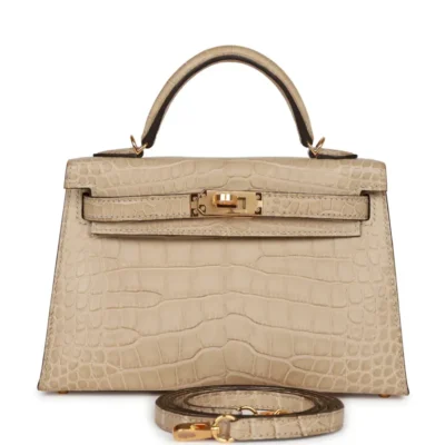 Hermès Mini Kelly 20 Trench Matte Alligator Mississippiensis Gold Hardware