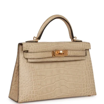 Hermès Mini Kelly 20 Trench Matte Alligator Mississippiensis Gold Hardware