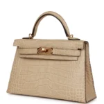 Hermès Mini Kelly 20 Trench Matte Alligator Mississippiensis Gold Hardware