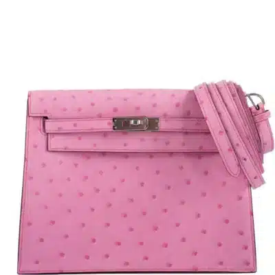 Hermès Mini Kelly II Danse 5P Bubblegum Pink Ostrich Palladium Hardware Replica inspired