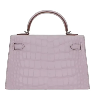 Hermès Mini Kelly II Sellier Mauve Pale Matte Alligator Mississippiensis Palladium Hardware