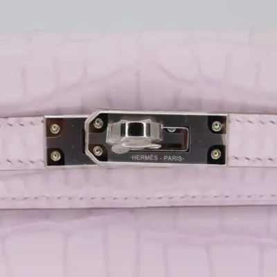 Hermès Mini Kelly II Sellier Mauve Pale Matte Alligator Mississippiensis Palladium Hardware