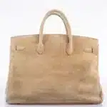 Hermès Rare Collectible 1986 Birkin 40 Beige Veau Doblis Suede Gold Hardware