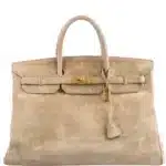 Hermès Rare Collectible 1986 Birkin 40 Beige Veau Doblis Suede Gold Hardware