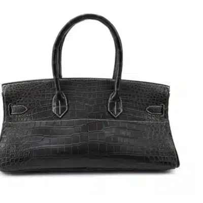 Hermès Rare Collectible 2007 Birkin 42 "Shoulder Birkin" Graphite Matte Porosus Crocodile JPG Shoulder Palladium Hardware