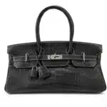 Hermès Rare Collectible 2007 Birkin 42 "Shoulder Birkin" Graphite Matte Porosus Crocodile JPG Shoulder Palladium Hardware