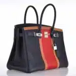 Hermès Rare Collectible 2013 Birkin 35 Indigo Fjord, Barenia Leather & Crinoline Club Palladium Hardware