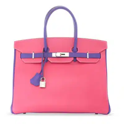 Hermès HSS 2013 Custom Birkin 35 Rose Tyrien And Ultraviolet Epsom Palladium Hardware