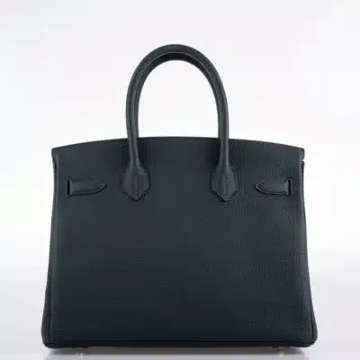 Hermès Rare Collectible 2018 Birkin 30 Vert Cyprès/Bleu Zellige Stripe Togo Lining & Swift Officier Palladium Hardware