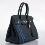 Hermès Rare Collectible 2018 Birkin 30 Vert Cyprès/Bleu Zellige Stripe Togo Lining & Swift Officier Palladium Hardware