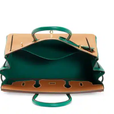 Hermès Rare Collectible 2020 Custom Birkin 35 Gold And Malachite Epsom interior