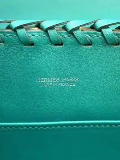 Hermès Rare Collectible 2020 Mini Kelly 20 Picnic Verone Wicker & Swift Satchel Palladium Hardware