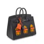 Hermès Rare Collectible Birkin 20 Sellier Jaune Ambre/Orange H/Black Matte Alligator Mississippiensis, Veau Madame Sombrero, & Swift Faubourg Black PVD Hardware