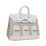 Hermès Rare Collectible Birkin 20 Sellier Neige/Orange/White Matte Alligator Mississippiensis, Swift & Clemence Faubourg House Palladium Hardware