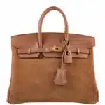 Hermès Rare Collectible Birkin 25 Gold Suede & Swift Grizzly Gold Hardware