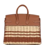 Hermès Rare Collectible Birkin 25 Gold Swift and Stripe Wicker Picnic Palladium Hardware