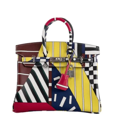 Hermès Rare Collectible Birkin 25 Multicolor Swift "One Two Three And Away We Go!" By Nigel Peak Palladium Hardware