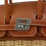 Hermès Rare Collectible Birkin 25 Picnic Rattan Barenia Silver Hardware