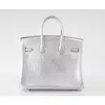 Hermès Rare Collectible Birkin 25 Metallic Silver Chevre Palladium Hardware