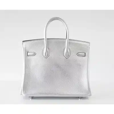 Hermès Rare Collectible Birkin 25 Metallic Silver Chevre Palladium Hardware