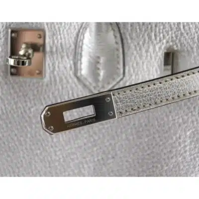 Hermès Rare Collectible Birkin 25 Metallic Silver Chevre Palladium Hardware