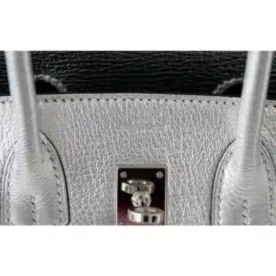 Hermès Rare Collectible Birkin 25 Metallic Silver Chevre Palladium Hardware