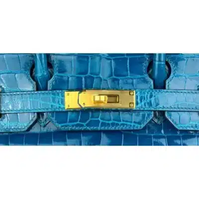 Hermès Rare Collectible Birkin 30 Blue Izmir Shiny Niloticus Crocodile Gold Hardware