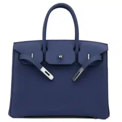 Hermès Rare Collectible Birkin 30 Blue Sapphire Togo, Swift, & Canvas 3 In 1 Handbag Palladium Hardware