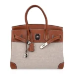 Hermès Rare Collectible Birkin 30 Multicolor Toile & Barenia Crinoline Bag Charm Palladium Hardware