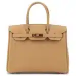 Hermès Rare Collectible Birkin 30 Retourne Biscuit Togo, Toile H, & Swift 3 In 1 Handbag Gold Hardware