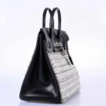 Hermès Rare Collectible Birkin 32 Grey/Black Box Calf & Vibrato HAC Palladium Hardware