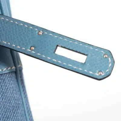 Hermès Rare Collectible Birkin 35 Blue Denim & Blue Jean Epsom Contrast Stitching detail1