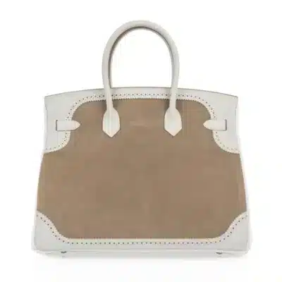 Hermès Rare Collectible Birkin 35 Ghillies Gris Perle/Gris Caillou/Blanc Grizzly Evercolor Palladium Hardware