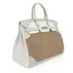 Hermès Rare Collectible Birkin 35 Ghillies Gris Perle/Gris Caillou/Blanc Grizzly Evercolor Palladium Hardware