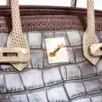 Hermès Rare Collectible Birkin 35 Gris Elephant/Etrusque/Ficelle Tri-Exotic Ghillies Grand Marriage Permabrass Hardware