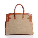 Hermès Rare Collectible Birkin 35 Natural Barenia & Toile Flag Permabrass Hardware