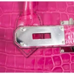 Hermès Rare Collectible Birkin 42 “Shoulder Birkin” Bubblegum Pink Fuchsia Shiny Porosus Crocodile JPG Palladium Hardware