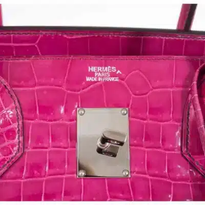 Hermès Rare Collectible Birkin 42 “Shoulder Birkin” Bubblegum Pink Fuchsia Shiny Porosus Crocodile JPG Palladium Hardware