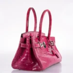 Hermès Rare Collectible Birkin 42 “Shoulder Birkin" Fuchsia Shiny Porosus Crocodile JPG Shoulder Palladium Hardware