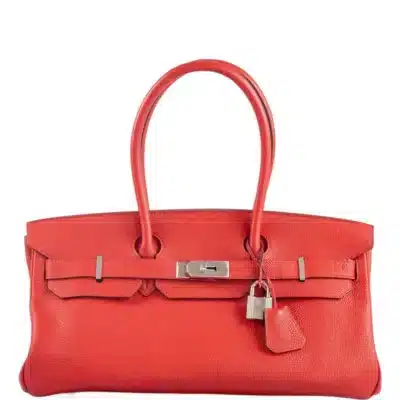 Hermès Rare Collectible Birkin 42 II “Shoulder Birkin" Vermillion Clemence JPG Shoulder Palladium Hardware