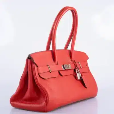 Hermès Rare Collectible Birkin 42 II “Shoulder Birkin" Vermillion Clemence JPG Shoulder Palladium Hardware