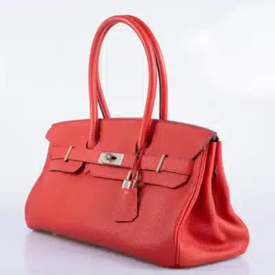 Hermès Rare Collectible Birkin 42 II “Shoulder Birkin" Vermillion Clemence JPG Shoulder Palladium Hardware