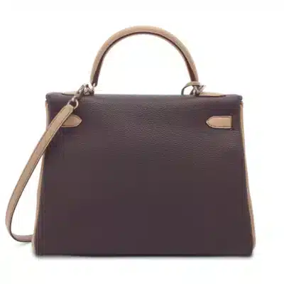 Hermès Rare Collectible Custom Kelly 32 Retourné Raisin & Gris Tourterelle Togo Palladium Hardware