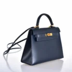 Hermès Rare Collectible Kelly 15 Sellier Blue Box Calfskin Gold Hardware