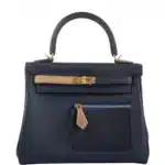 Hermès Rare Collectible Kelly 25 Retourne Bleu Nuit Swift Colormatic Gold Hardware