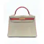 Hermès Rare Collectible Kelly 25 Retourné Gris Perle & Rose Extrême Matte Alligator Mississippiensis Custom Brushed Palladium Hardware