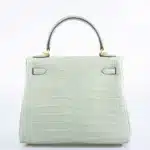 Hermès Rare Collectible Kelly 25 Vert D'Eau Matte Porosus Crocodile Gold Hardware